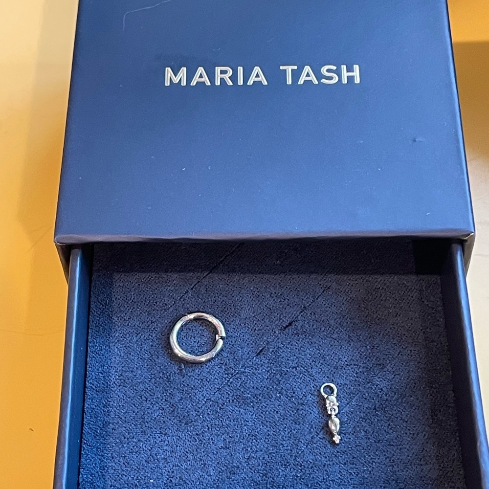 Maria Tash White Gold Clicker and Single Tassel Charm